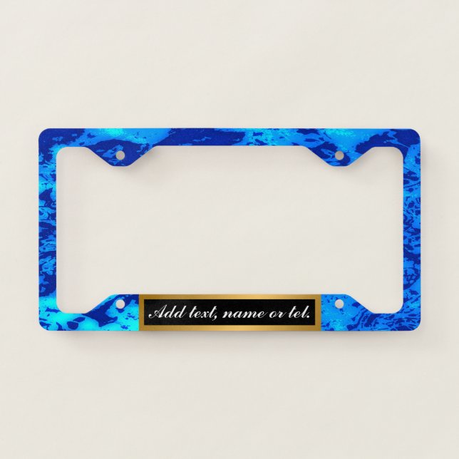 Navy Deep Customize Fresh Ocean Water License Plate Frame (Front)