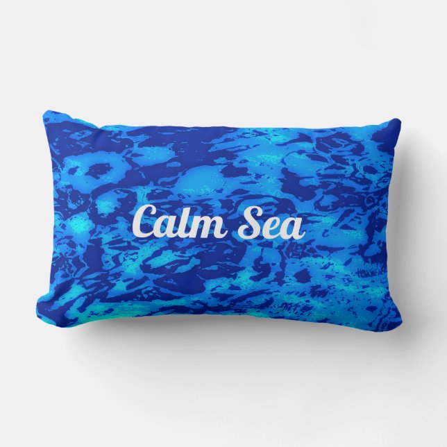 Navy Deep Customize Fresh Ocean Water Lumbar Pillow (Front)