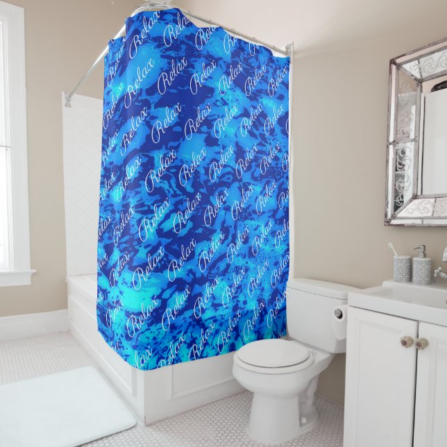 Navy Deep Customize Fresh Ocean Water Shower Curtain (In Situ)