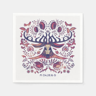 Navy Deer and Woodland Animals Wedding Napkins