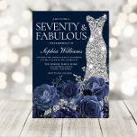 Navy Diamond Dress Seventy Fabulous 70th Birthday Invitation<br><div class="desc">Navy Diamond Dress Seventy & Fabulous 70th Birthday Party Invitation

See matching collection in Niche and Nest Store

Many thanks</div>