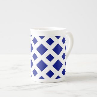 Navy Diamonds on White Bone China Mug
