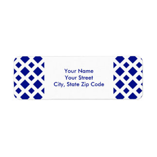 Navy Diamonds on White return address label