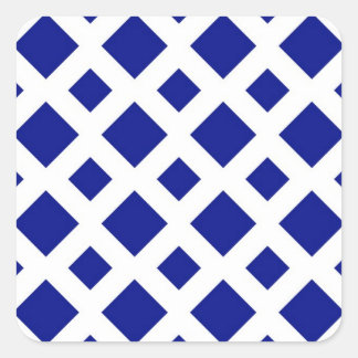 Navy Diamonds on White Square Sticker