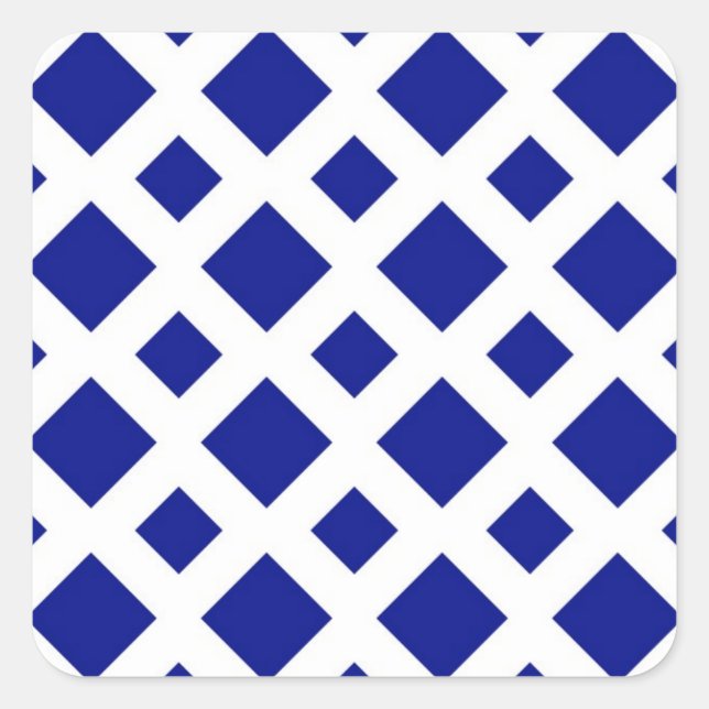 Navy Diamonds on White Square Sticker (Front)