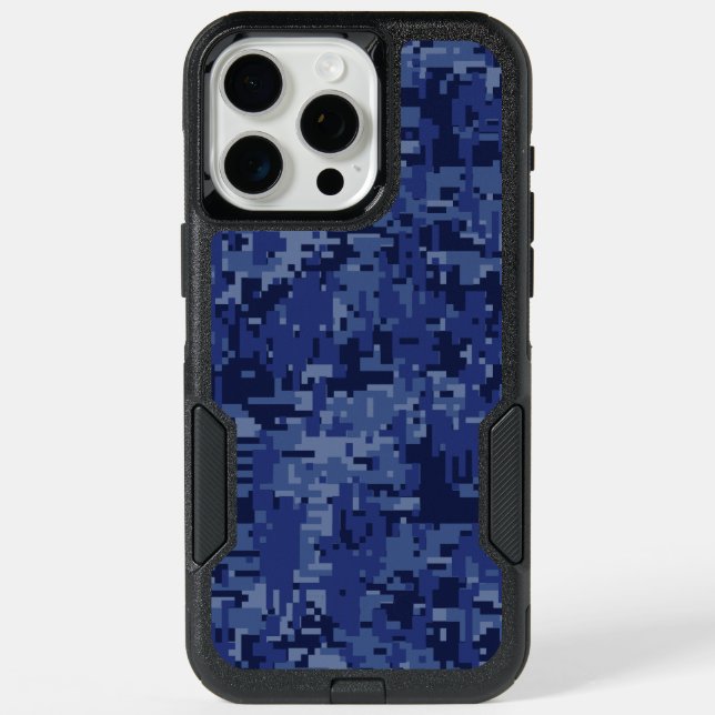 Navy Digital Camo Background Ready to Customize Otterbox iPhone Case (Back)