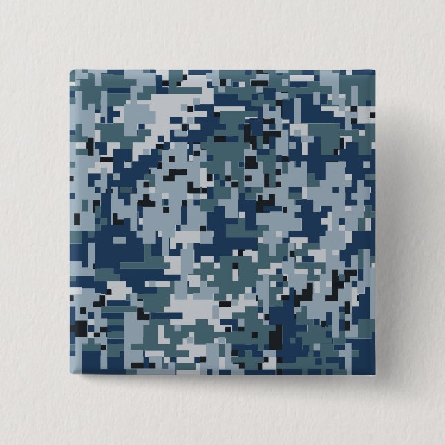 Navy  Digital Camo Camouflage Decor Pinback Button (Front)