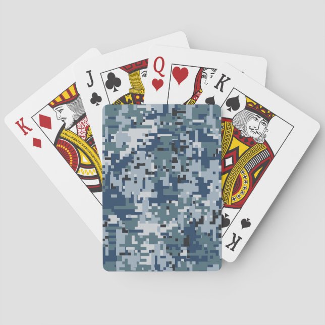 Navy  Digital Camo Camouflage Decor Poker Cards (Back)