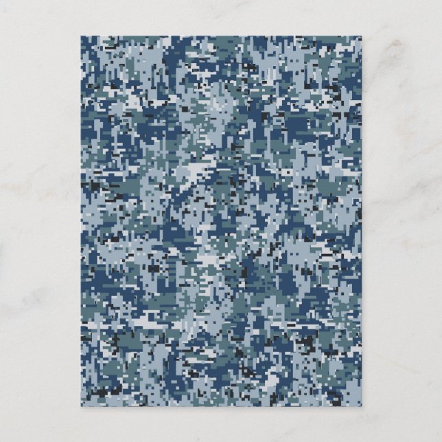Navy  Digital Camo Camouflage Decor Postcard (Front)