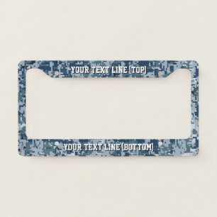 Navy Digital Camo graphic design on a Personalized License Plate Frame
