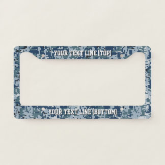 Navy Digital Camo graphic design on a Personalized License Plate Frame