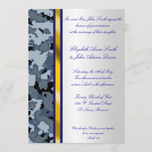 Navy Digital Camouflage Wedding Invitation