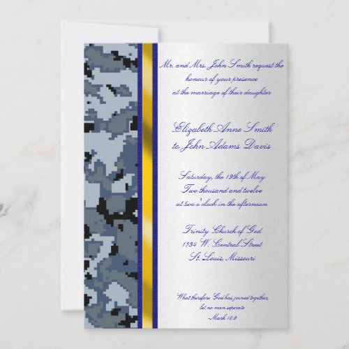Navy Digital Camouflage Wedding Invitation