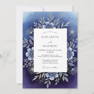 Navy Divine Winter Wedding Invitation