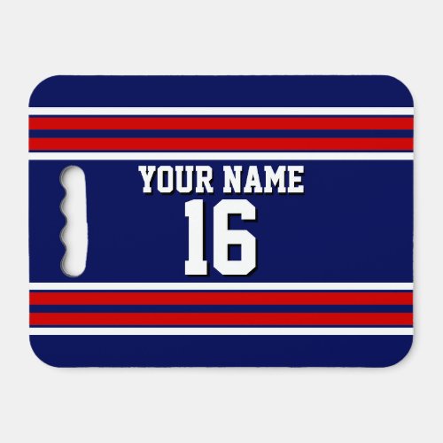 Navy DIY BG Red White Stripes Team Jersey Seat Cushion