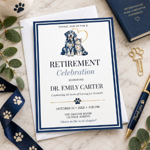 Navy Dog Cat Veterinarian Retirement Celebration Invitation