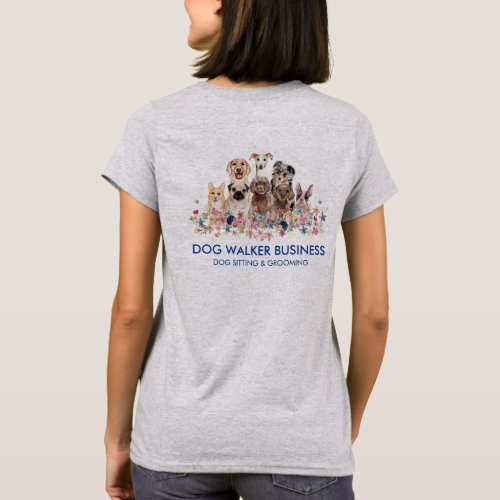 Navy Dog Service double side groomer walker sitter T_Shirt