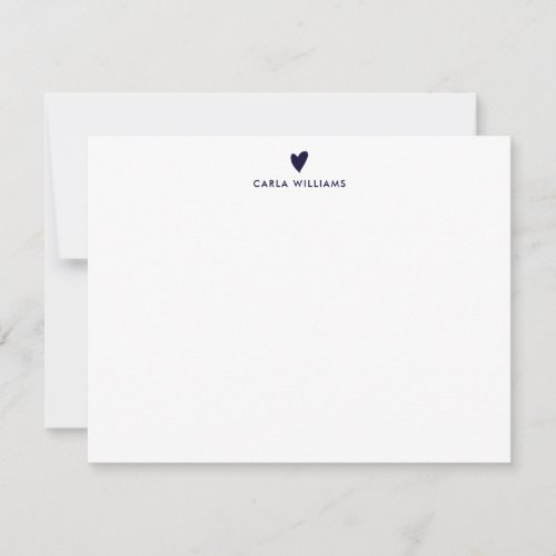 NAVY Doodle Heart Formal Classic Family  Note Card