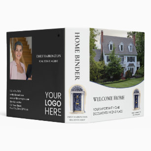 Navy Door Watercolor Home Real Estate Agent 3 Ring Binder