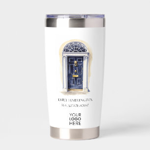 Navy Door Watercolor Logo Real Estate Agent Insulated Tumbler