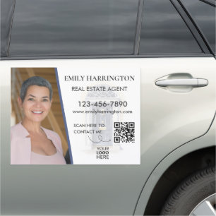 Navy Door Watercolor Photo Real Estate Agent Car Magnet