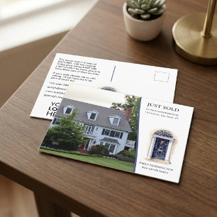 Navy Door Watercolor Sold Real Estate Agent Postcard