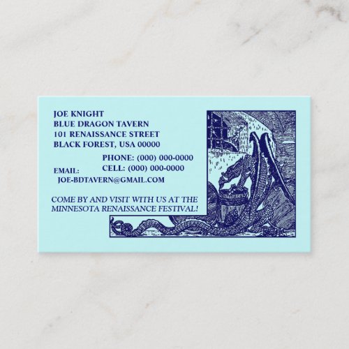 NAVY DRAGON IN DUNGEON CONTACT/BUSINESS CARDS!