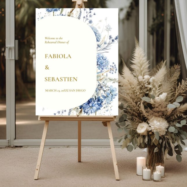 Navy Dusty Blue Bloom Rehearsal DinnerWelcome sign (Creator Uploaded)