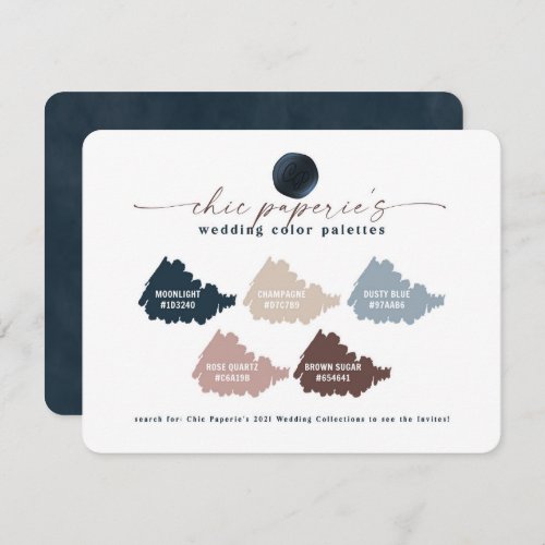 Navy  Dusty Blue Bold Wedding Color Palette Card
