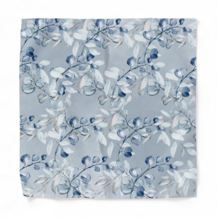 Navy Dusty Blue Eucalyptus Greenery Pocket Square Bandana
