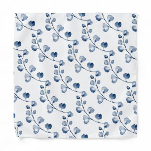 Navy Dusty Blue Eucalyptus Wedding Pocket Square Bandana