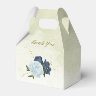 navy dusty blue floral greenery wedding favor boxes