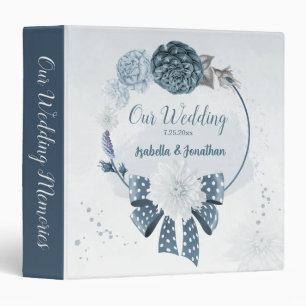navy dusty blue flowers botanical photo album 3 ring binder