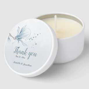 navy dusty blue flowers botanical wedding mini candle favors