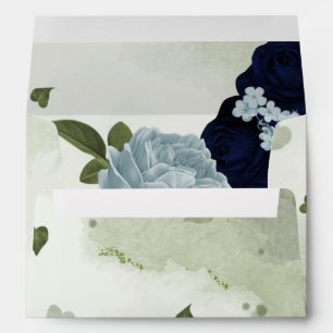navy & dusty blue flowers green envelope