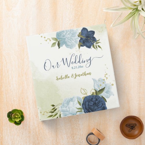 navy dusty blue flowers photo album
