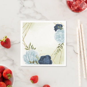 navy dusty blue flowers wedding napkins