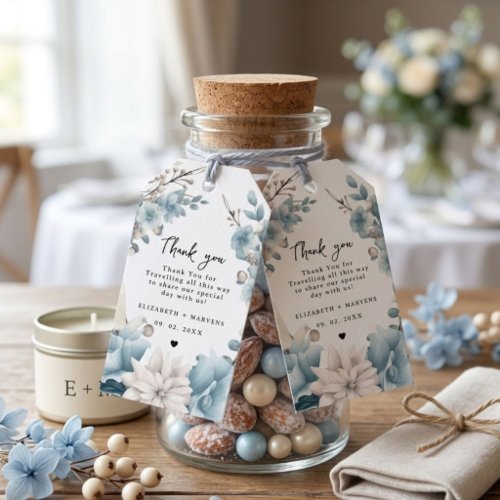 Navy Dusty Blue Gold Floral Spring Bloom Wedding Gift Tags