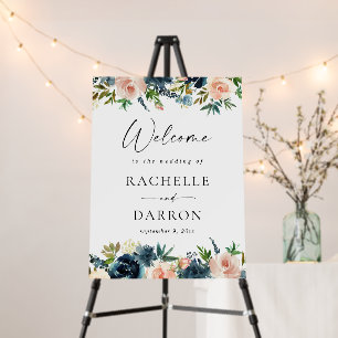 Navy, Dusty Blue & Pink Floral Welcome Foam Board