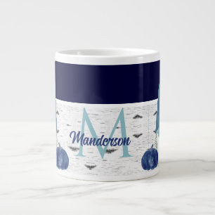 Navy Dusty Blue Pumpkin Gnomes Aspen Rustic House Giant Coffee Mug