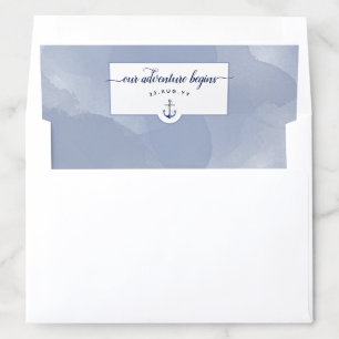 Navy & Dusty Blue Watercolor #Nautical Event Envelope Liner