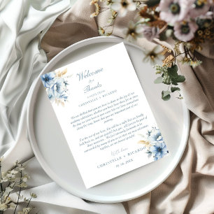 Navy Dusty Blue Welcome & thank you Wedding note