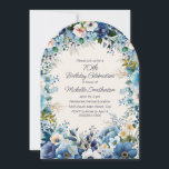 Navy Dusty Blue White Floral 70th Arch Birthday Invitation<br><div class="desc">Elegant navy and dusty blue with white watercolor floral 70th birthday party arch-shaped invitation for women. This invitation is designed for a 70th birthday but can be customized for anyone of any age. Contact me for assistance with your customizations or to request additional matching or coordinating Zazzle products for your...</div>