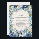 Navy Dusty Blue White Flowers 90th Birthday Invitation<br><div class="desc">Elegant navy and dusty blue with white watercolor floral 90th birthday party invitation for women. This invitation is designed for a 90th birthday but can be customized for anyone of any age. Purchase your invitations with the rounded edges on this card, or choose from a variety of other shapes on...</div>