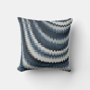 Navy Earth Toned Blue Abstract Pattern Outdoor Pillow
