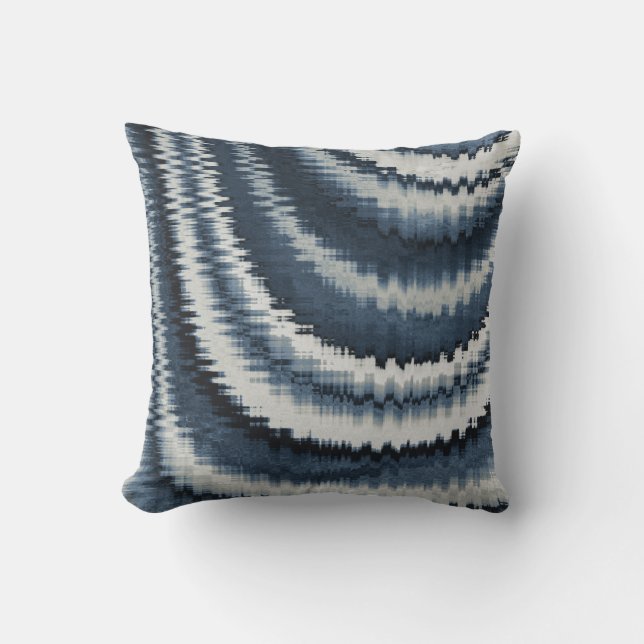 Navy Earth Toned Blue Abstract Pattern  Outdoor Pillow (Front)