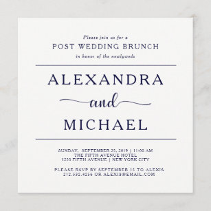 Navy Elegance   Minimalist Post Wedding Brunch Invitation
