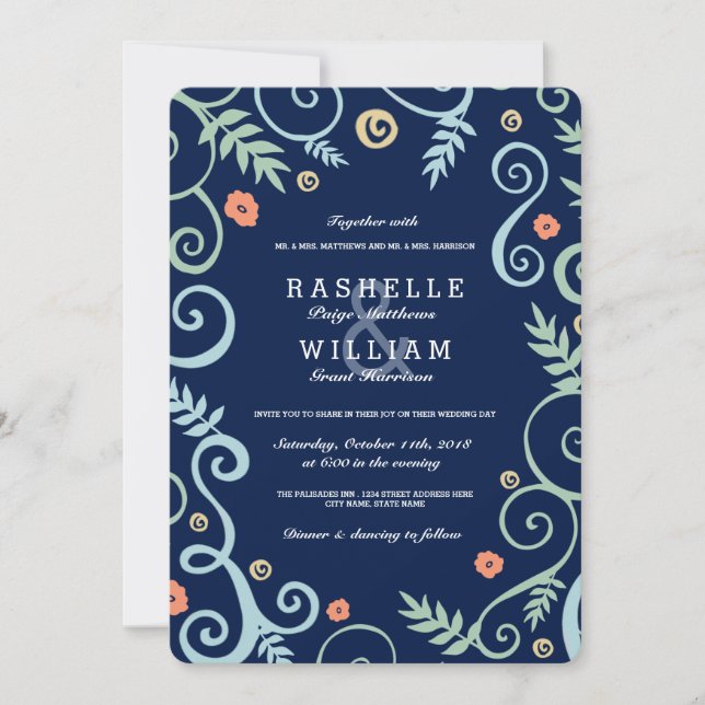 Navy Elegance Wedding Invitation (Front)