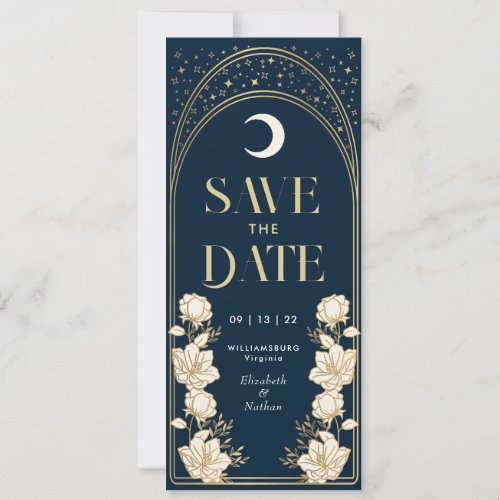 Navy Elegant Arch Art Nouveau Save the Date Invitation