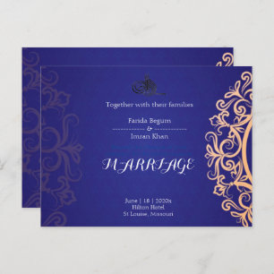 Navy Elegant Blue Muslim wedding Invitation  Postcard